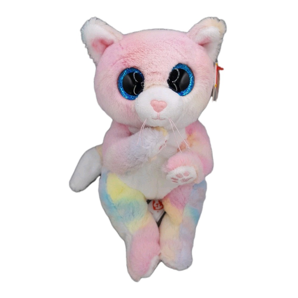Ty Beanie Bellies Jenni Pastel Cat 6" Plush Multicolor Kitten 41291 NEW MWMTs